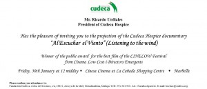 Cudeca Hospice documentary invitation